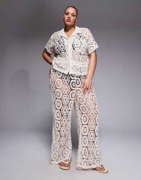 South Beach Curve - Gehaakte co-ord set voor het strand in crème - view 1