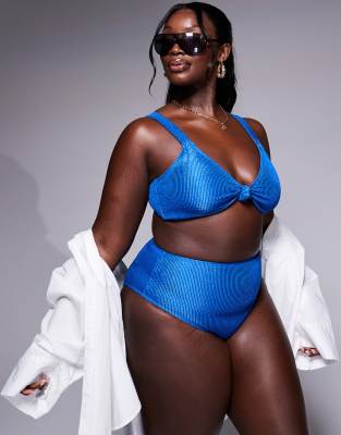 South Beach Curve - Gekräuselte Bikinihose in Blau