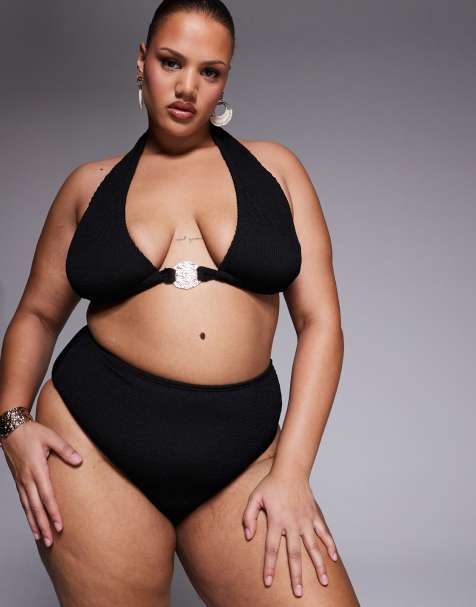 South Beach Curve – Gekräuselter Bikini in Schwarz - view 1