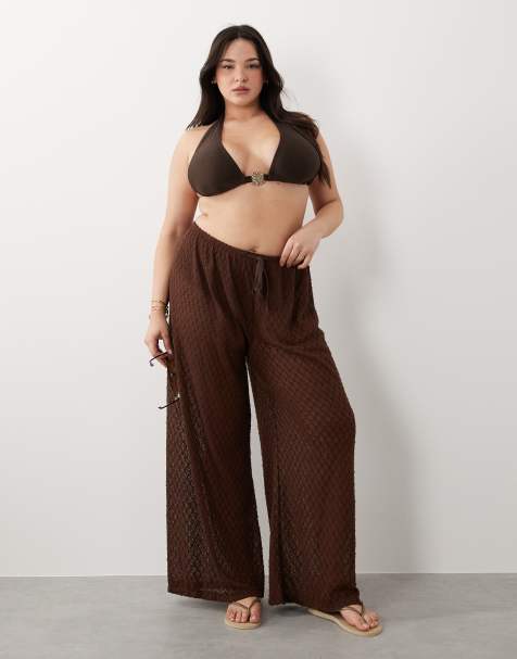 South Beach Curve – Gestrickte Strandhose in Mokkabraun - view 1
