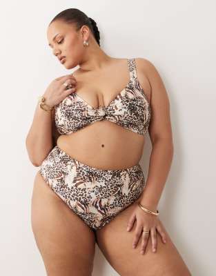 South Beach Curve High Waisted Bikini Bottom In Multi