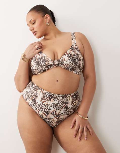 South Beach Curve high waisted bikini bottom in leopard print - view 1