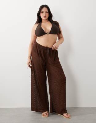 South Beach Curve knit beach pants in mocha brown | ASOS