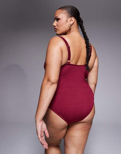 South Beach Curve - Maillot 1 pièce effet froissé - Bordeau, 3 de 4