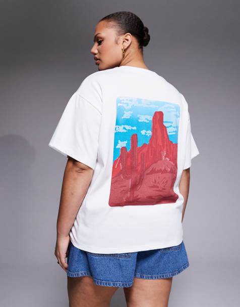 South Beach Curve - Oversized T-shirt met Arizona-print in wit - view 1