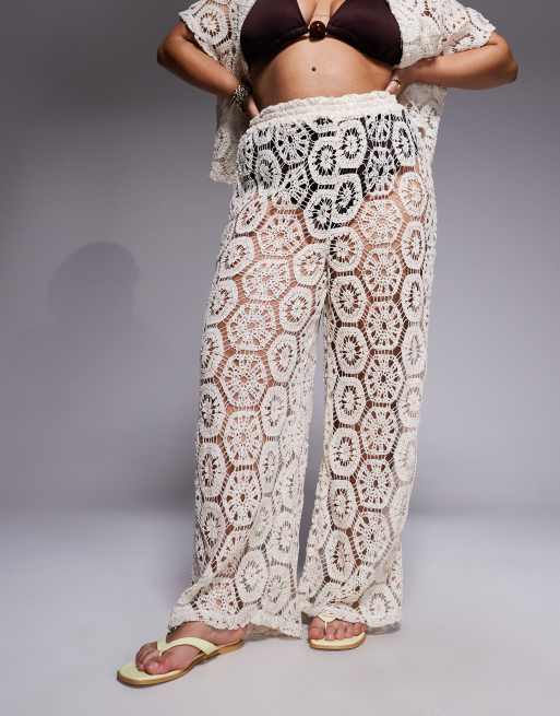 South Beach Curve - Pantalon large au crochet - Crème, 2 de 5