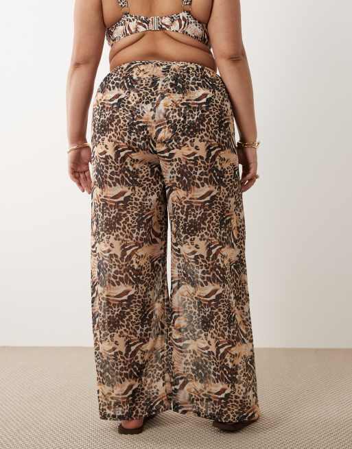 South Beach Curve - Pantaloni da mare a fondo ampio con stampa leopardata, 5 di 5