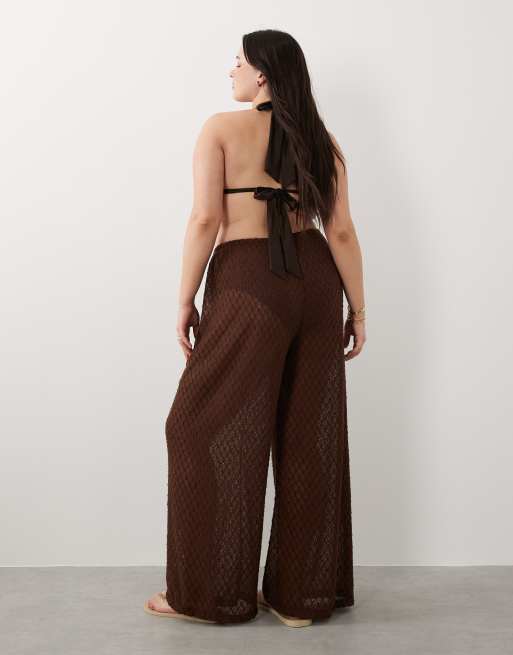 South Beach Curve - Pantaloni da mare in maglia marrone moka, 5 di 5
