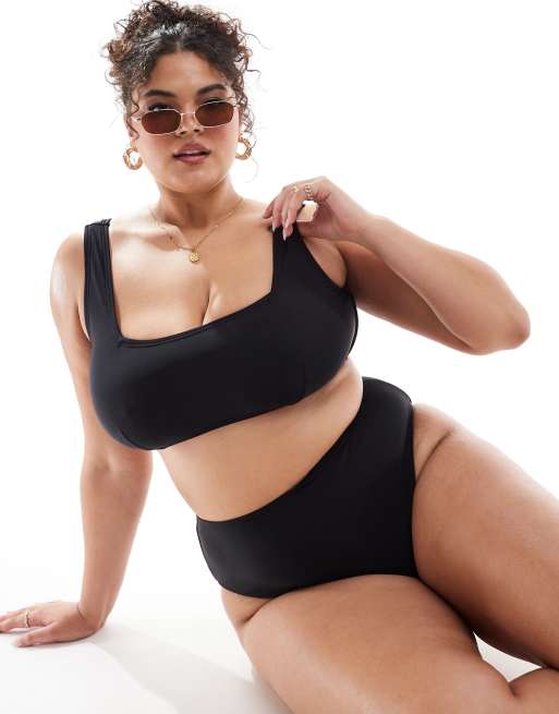 South Beach Curve – Schwarze Bikinihose mit hohem Bund und hohem Beinausschnitt, 2 von 4