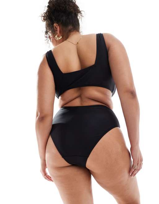 South Beach Curve – Schwarze Bikinihose mit hohem Bund und hohem Beinausschnitt, 3 von 4