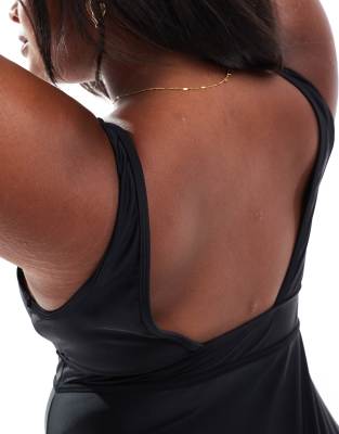 South Beach Curve Swimsuit With Deep Band/ Belt In Black