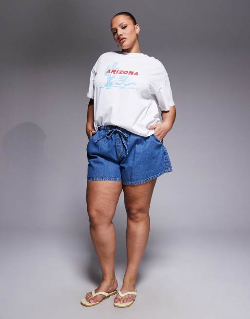 South Beach Curve - T-shirt oversize bianca con stampa Arizona, 3 di 4