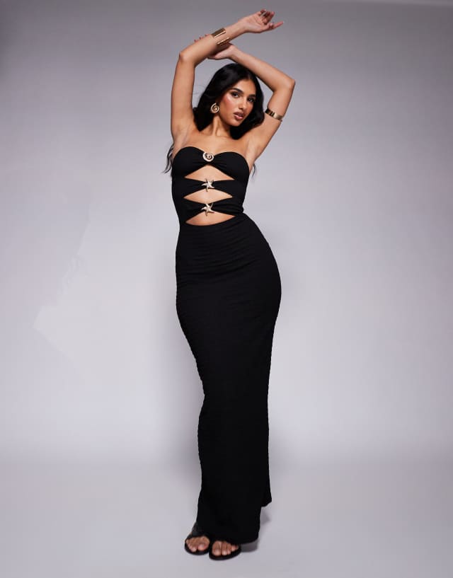 strapless beach dresses South cut out gold shell maxi beach dress in black The maxi length flows BF2 Zapakasa Women Dark Red Band size:85