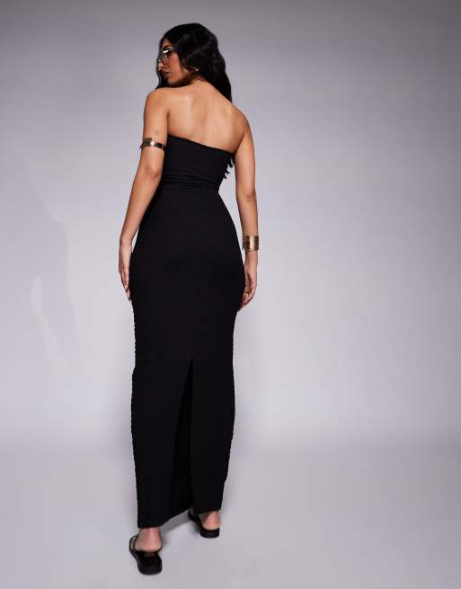 South Beach cut out gold shell strapless maxi beach dress in black | ASOS