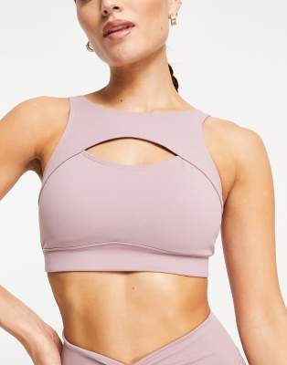 South Beach cut out light support sports bra in violet - ASOS Price Checker