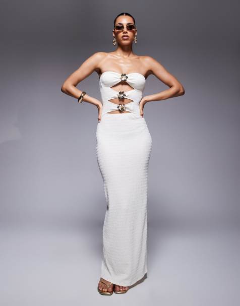 South Beach cutout maxi beach dress in cream - view 1