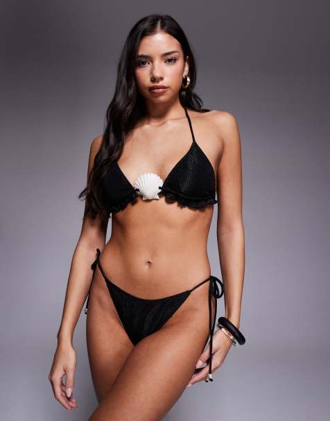 South Beach – Czarny wiązany po bokach dół od bikini - view 1