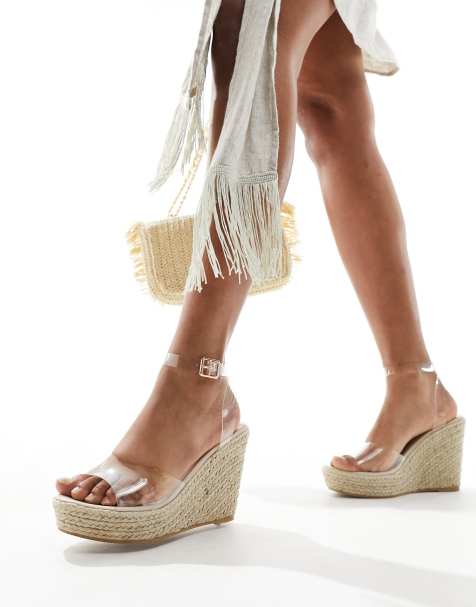 South Beach - Doorzichtige espadrille sandalen met sleehak - view 1