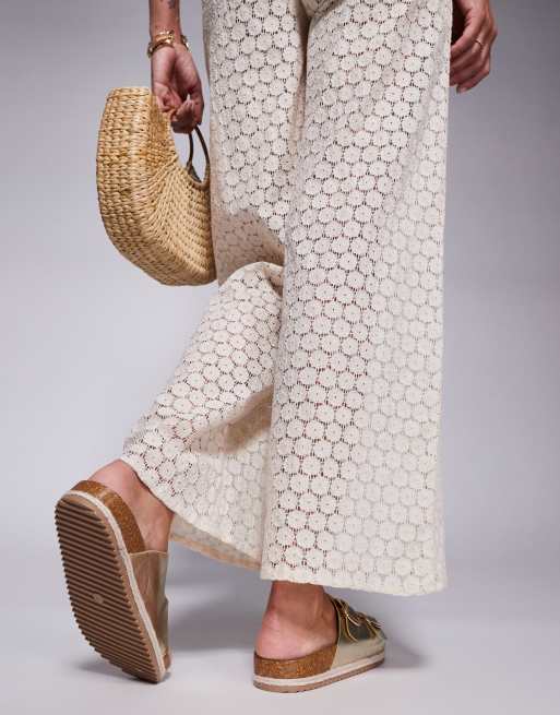 South Beach double buckle espadrille sandals in gold