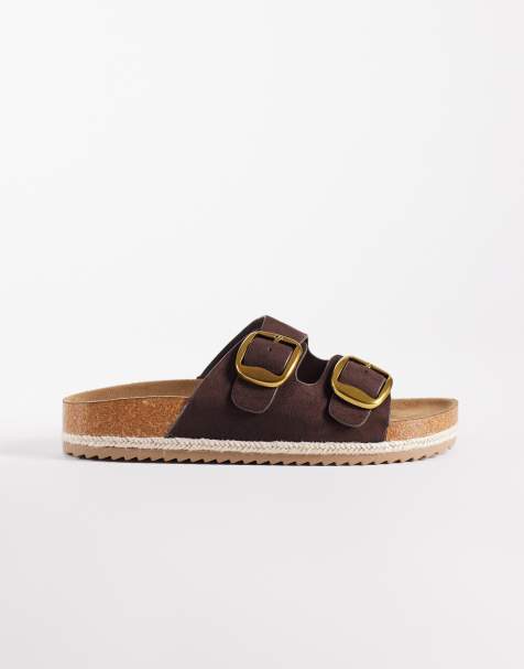 South Beach double buckle sandals in brown suede - view 1