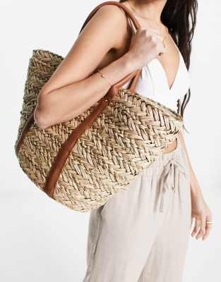 Beach Breeze Straw Tote - Khaki