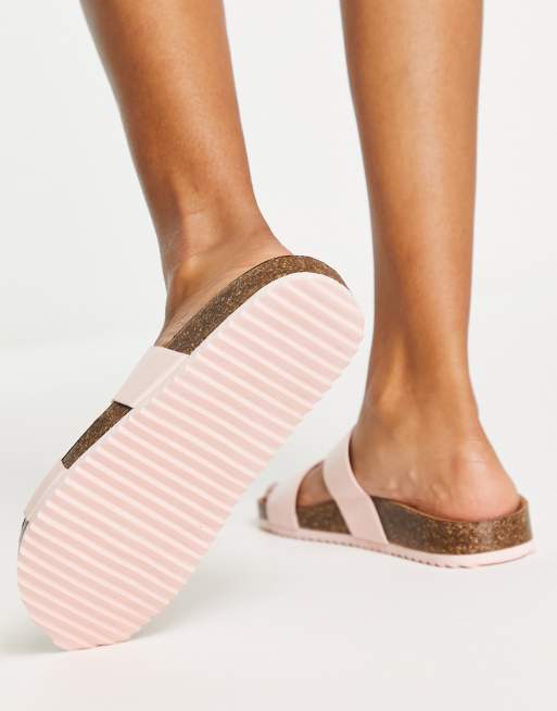 South Beach double strap footbed sandals in pink ASOS