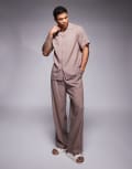 [South Beach] South Beach drawstring beach pants in stone (part of a set)-Neutral XS Stone