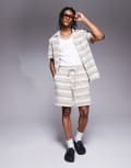 [South Beach] South Beach drawstring beach shorts in multi zig zag stripe S Multi