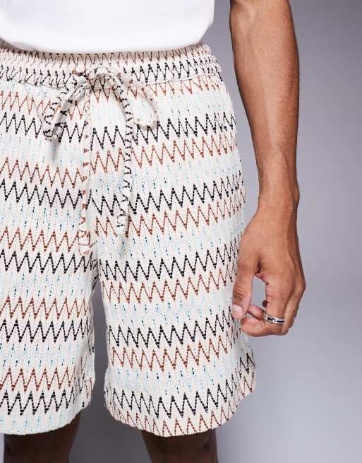 South Beach drawstring beach shorts in multi zig zag stripe, 2 of 5