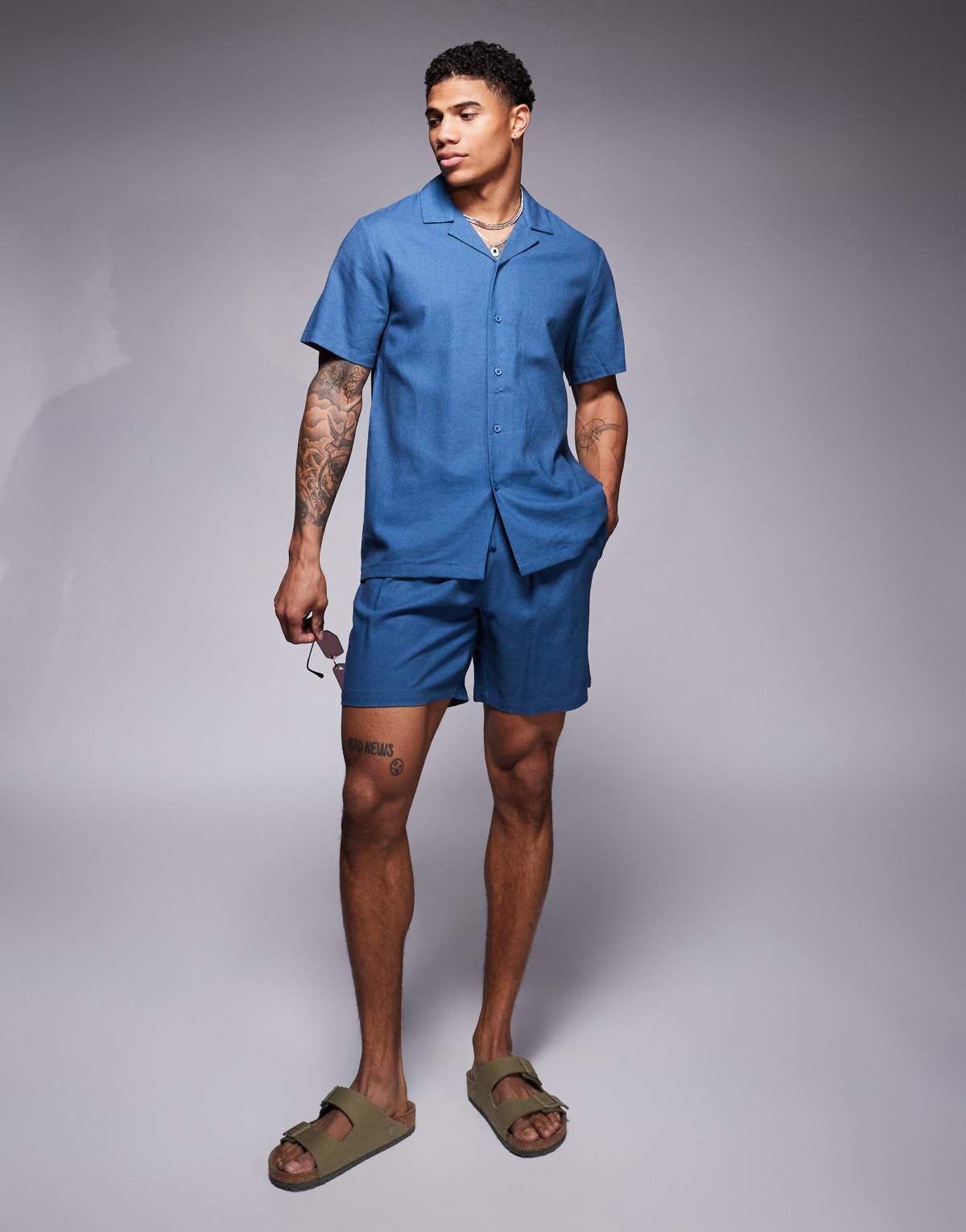 South Beach drawstring beach shorts in navy blue