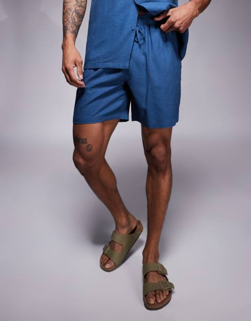 South Beach drawstring beach shorts in navy blue, 2 of 5
