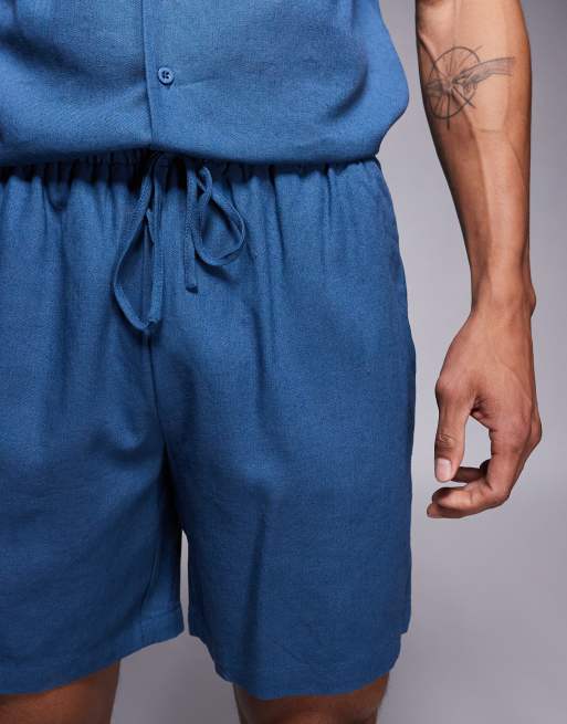 South Beach drawstring beach shorts in navy blue, 5 of 5