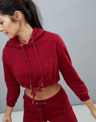 cropped hoodie with drawstring
