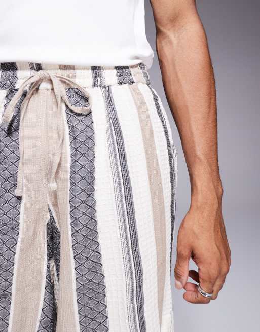 South Beach drawstring textured beach shorts in multi stripe, 3 of 5