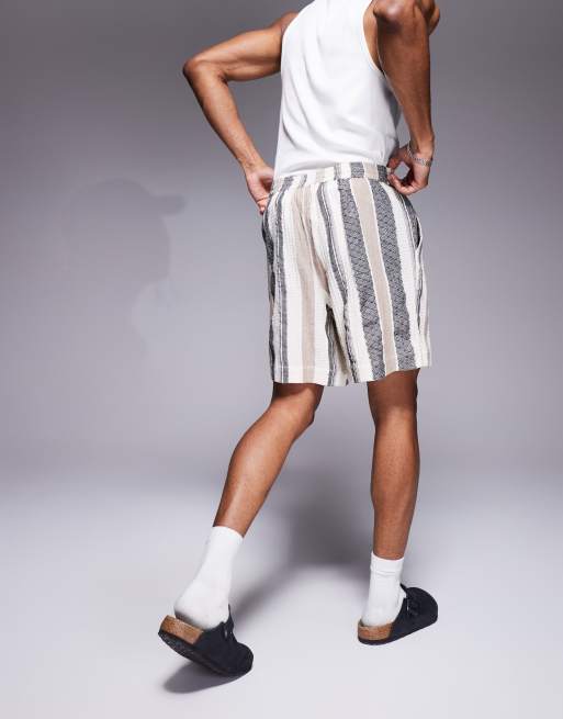 South Beach drawstring textured beach shorts in multi stripe, 4 of 5