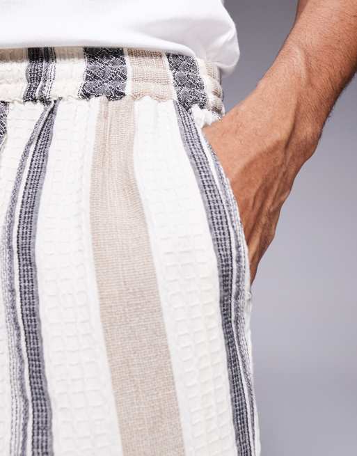 South Beach drawstring textured beach shorts in multi stripe, 5 of 5