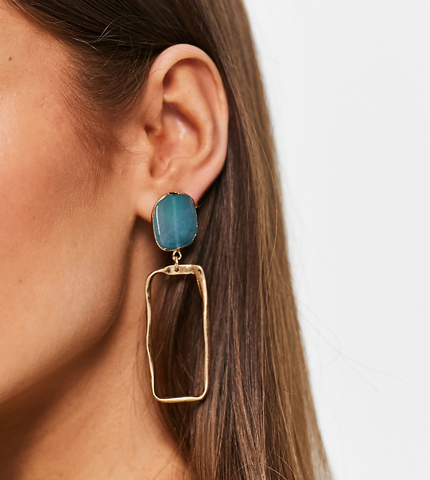 South Beach Drop Earrings With Blue Stones In Gold