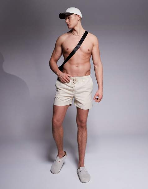 South Beach - Effen zwemshort met contrast in taupe - view 1