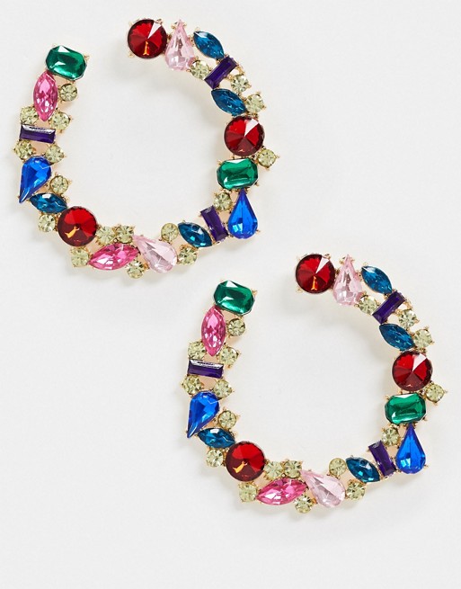 South Beach embellished multicolour chunky hoops
