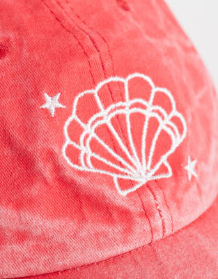 South Beach Embroidered Shell Cap In White