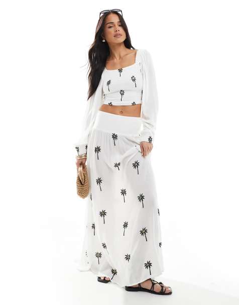 South Beach - Ensemble froncé avec broderies - Blanc - view 1