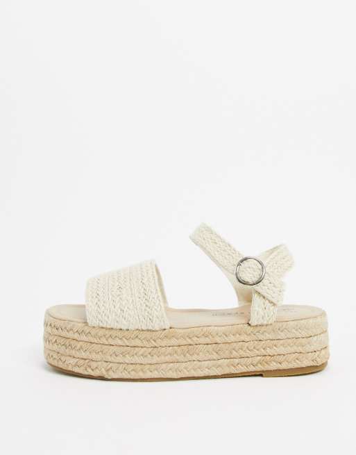 South Beach espadrille flatform sandals in natural raffia | ASOS