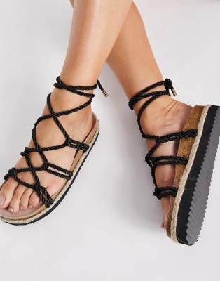 South Beach espadrille rope sandals in black | ASOS