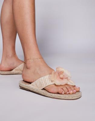 South Beach - Espadrilles-Sandalen in Rosa mit Orchideen-Verzierung