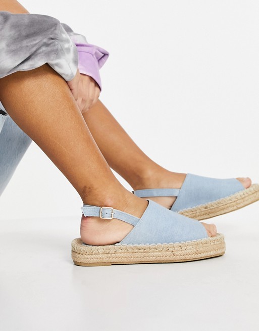 South Beach espadrilles with back strap in blue chambray