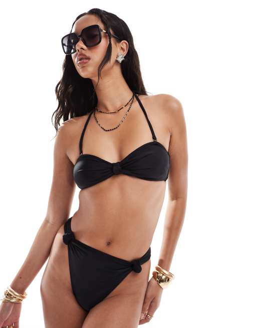 South Beach - Essentials - Bikinibroekje met knoopdetails in zwart, 2 van 4