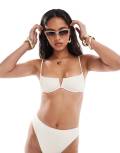 [South Beach] South Beach essentials crinkle underwire bikini top in coconut-White 10 Cream