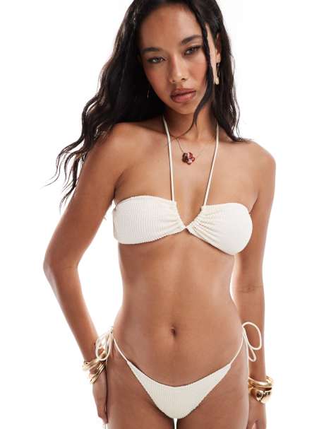 South Beach essentials crinkle upside down triangle bikini top in coconut