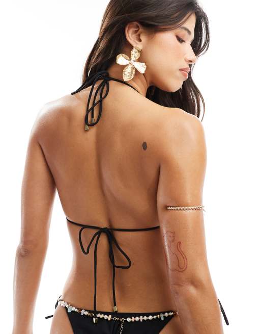 South Beach – Essentials – Czarna góra od bikini z trójkątnymi miseczkami, 4 z 4