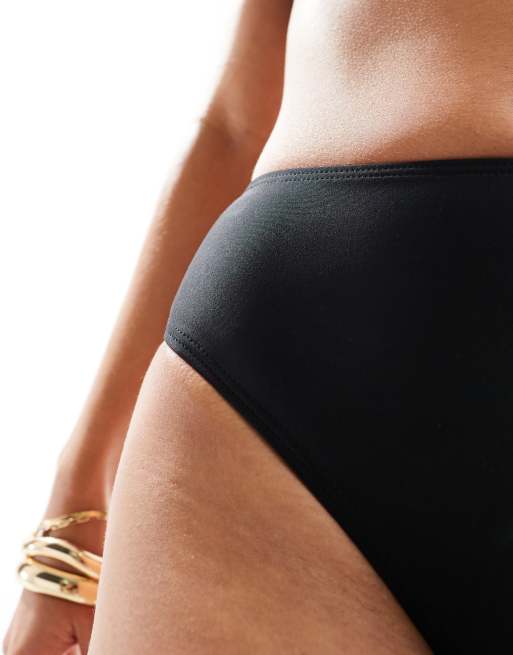 South Beach essentials high waist high leg bikini bottoms in black, 2 of 4